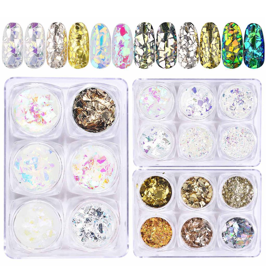 Nail Art Jewelry Glass Shards, Irregular Gold Foil Tin Foil Symphony Nail Sequins