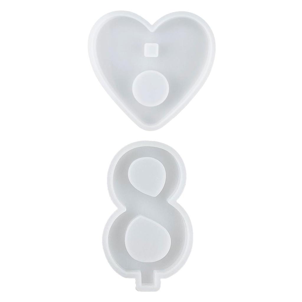 1-10 Numbers Shape DIY Silicone Mold 3D Handmade Candle Holder with Heart Base Gypsum Resin Mold Craft Candlestick Mould