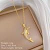 Stainless Steel Chain Necklace Cute Zircon Dolphin Pendant Necklace for Women Girls Gold Color Animal Jewelry Gifts for Lover