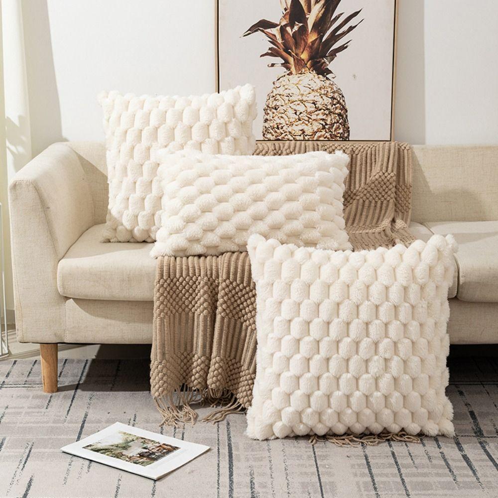Квадратная наволочка для подушки в стиле INS, съемная плюшевая наволочка для гостиной/офиса