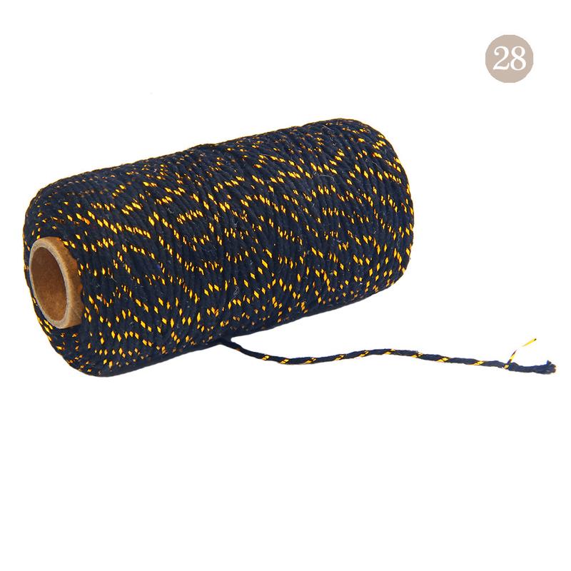 2 мм 100 метров/рулон Двухцветный хлопковый шпагат для выпечки Шнур Хлопковая нить для подарочной упаковки Рукоделие