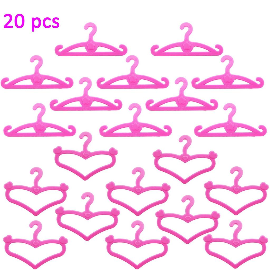 20 Pcs Doll Hangers Plastic Clothes Holder for Barbie Doll Accessories Kid Toy