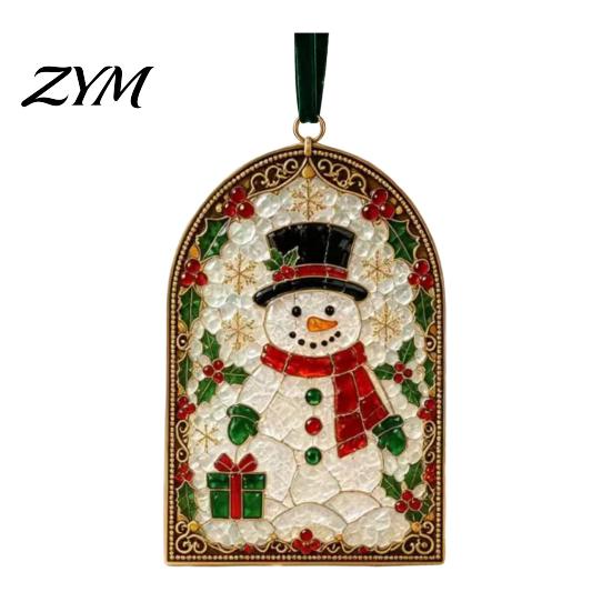 Holiday Seasonal Gift Christmas Sea Glass Sun Catcher, Acrylic Hanging Ornament for Garden Home Decor, Festive Window Wall Decoration Rainbow Maker