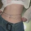 Music Festival Rhinestone Metal Accessories Sexy Body Chain Belt Simia Star Pendant Waist Chain Halloween