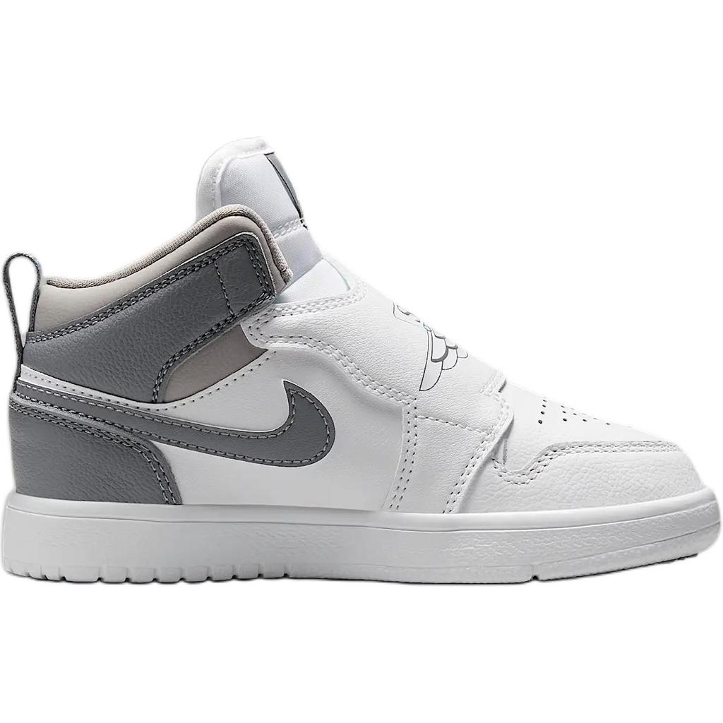 Jordan Sky Jordan 1 Кожаные Высокие Детские Скейтбордические Кроссовки Серый Белый Дети Возраст 3 7 Лет BQ7197-011