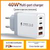 40-ваттное двойное USB-зарядное устройство PD для телефонов Android и Apple, 20 Вт Быстрая многопортовая зарядка