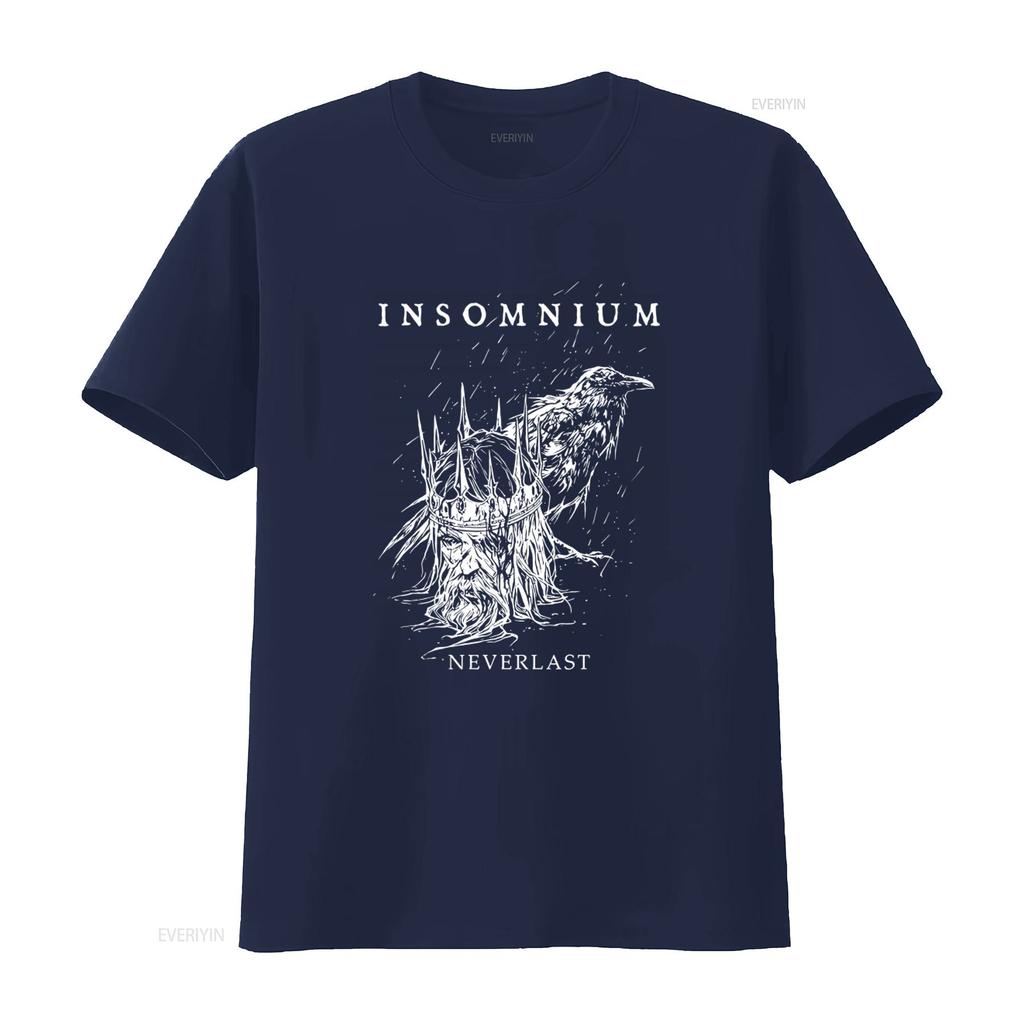 INSOMNIUM Neverlast T Shirt Gothic Crow Crown Design for vintage Washed fashion Comfortable Soft Versatile Stretched graphic