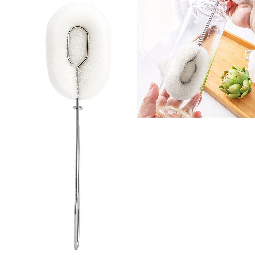 Stainless Steel Handle Sponge Bottle Brush Non-Scratch Long Handle Bottle Brush Tumblers