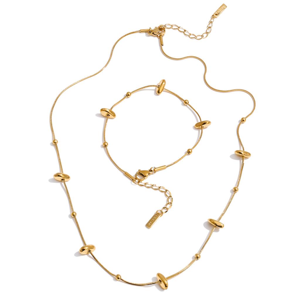 Yhpup Gift New Style Stainless Steel Exquisite Chain Necklace Bracelet Bangle Set Gold & Platinum Plated Stylish Unique Jewelry