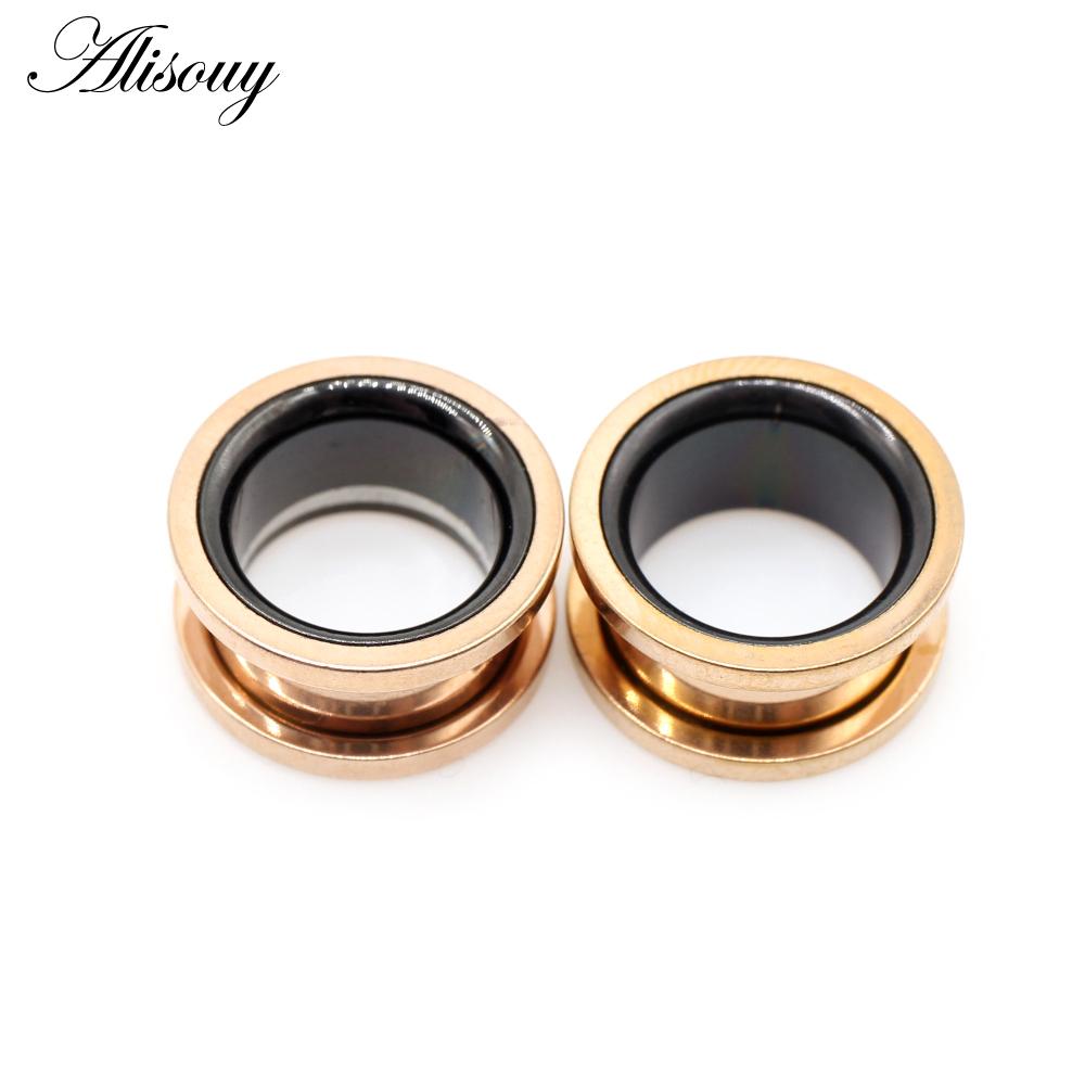 Alisouy 2 шт. Smiple полые расклешенные беруши из нержавеющей стали туннельный расширитель носилки манометры пирсинг плоти серьги украшения для тела