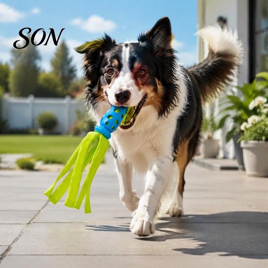 Small Medium Large Dog Toys Octopus Squid Chew Toy, Interactive Tug Squeaky Pet Molar Toy with Creative Shape Fabric Strips, Waterproof for