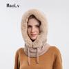 Hat Soft Winter Fur Cap Mask Set Hooded for Women Knitted Cashmere Neck Warm Balaclava Bicycle Hat Thick Plush Fluffy Ski Windproof Hat