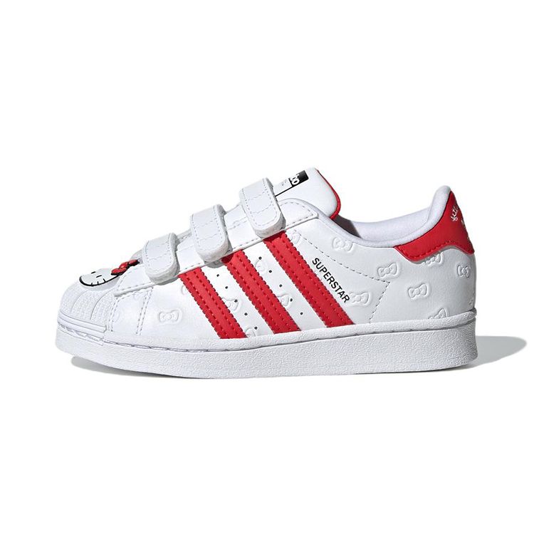 Hello Kitty X Adidas Superstar J Allover Debossed Bows Kids Sneakers White Cloud-White Vivid-Red GV8865