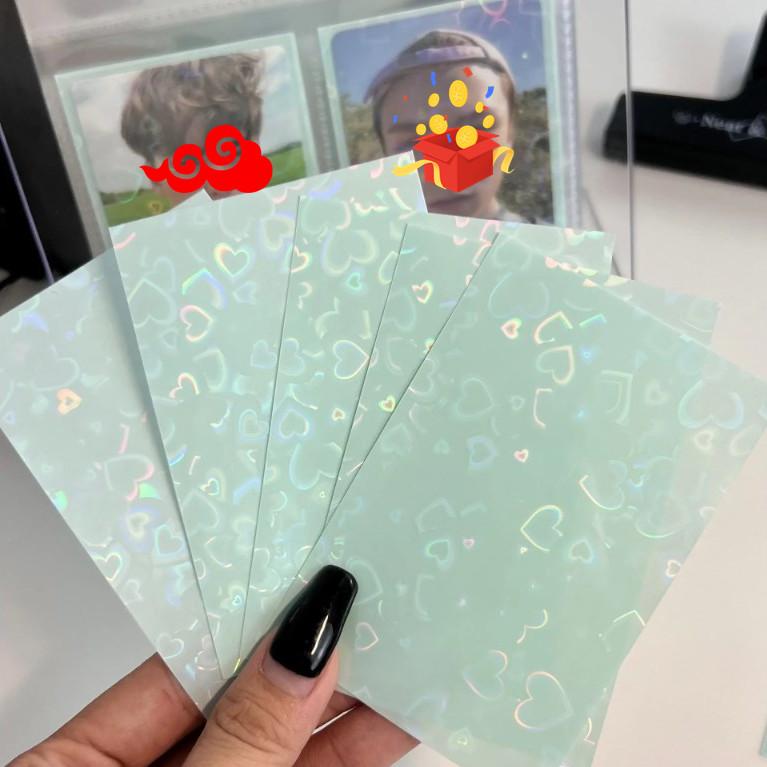 50pcs Simplicity Shiny Kpop Idol Photocard Holder Chic Ins Korean Glitter Heart Style Photocard Cover Case ID Student Card Film