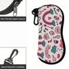 Cute Romantic Love Heart Print Soft Pouch, Sunglasses Case, Portable Lightweight Eyeglass Storage Bag, Protective Travel Glasses Pouch Holder