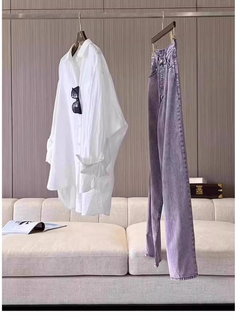 French-Style Women's White Sunscreen Cotton & Linen Long-Sleeve Summer Cardigan Top.