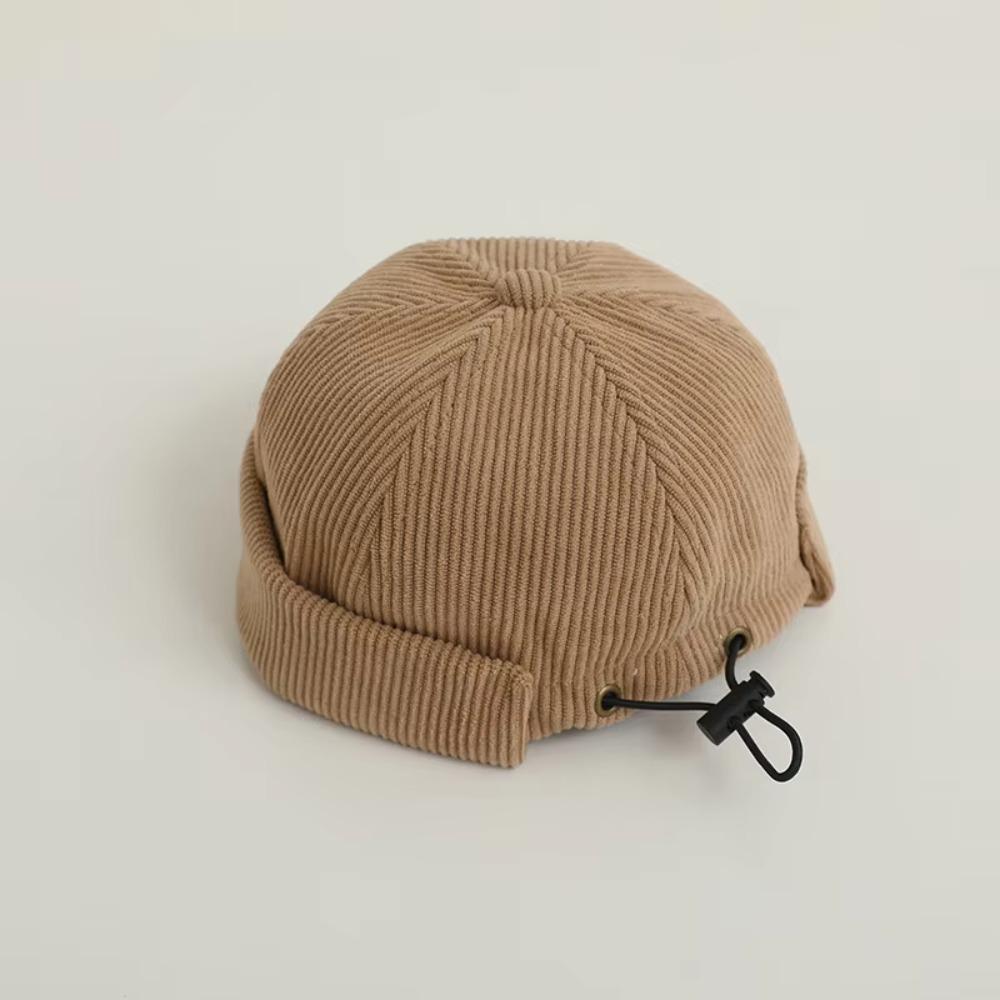 Corduroy Landlord Hat Cartoon Bear Dome Beanie Korean Style Brimless Hat Autumn Winter