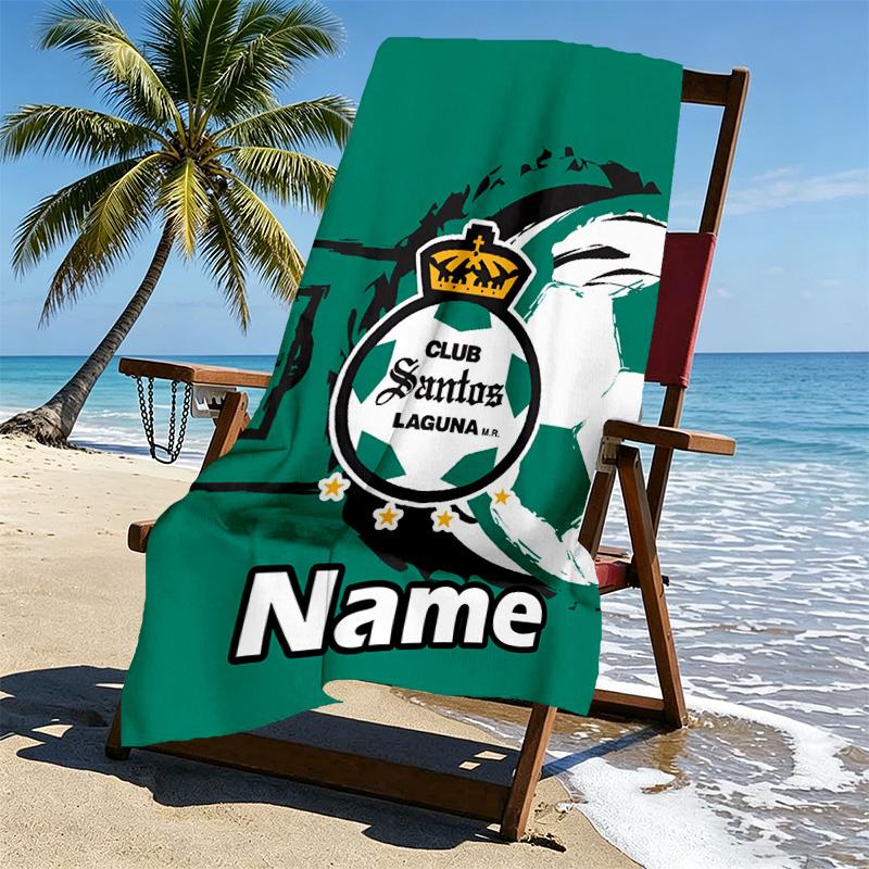 Custom Name Personalized Club Santos Laguna Print Beach Towel, for Trip Camping Beach Party Home Decor, Birthday Gift for Family & Friends