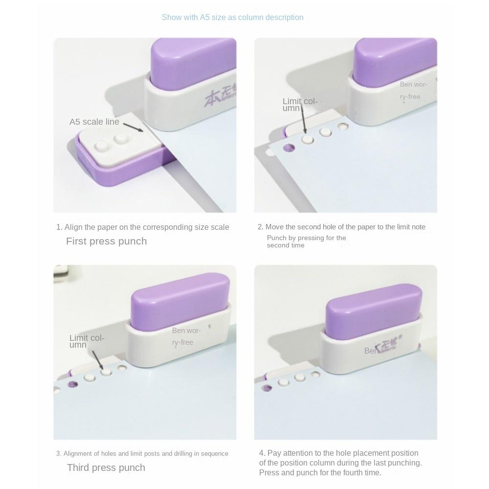 Portable Hand Account Hole Puncher 6mm Standard Hole Punch 5-Hole Paper Punch School Supplies