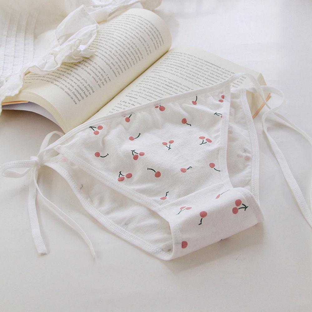 Pink White Girl Cotton Animation Low Waist Lolita Bandage Lingerie Briefs Underwear Women's Panties