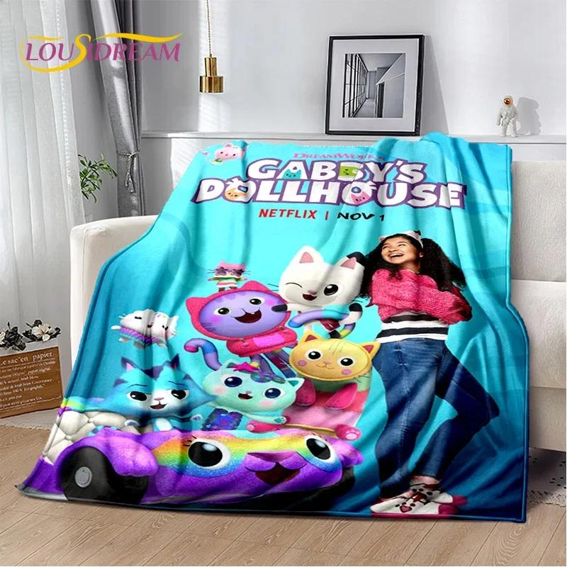 Cute Gabbys Dollhouse Cartoon Blanket,Soft Throw Blanket for Home Bedroom Bed Sofa Picnic Travel Office Rest Cover Blanket Gift