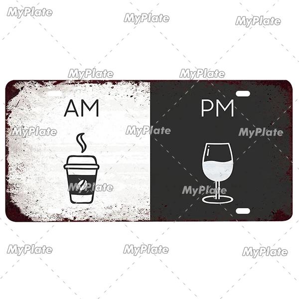 Vintage Wine & Coffee Metal Tin Sign - 15x30cm Plate, Man Cave Bar Wall Decor, Home Art Poster, 1pc