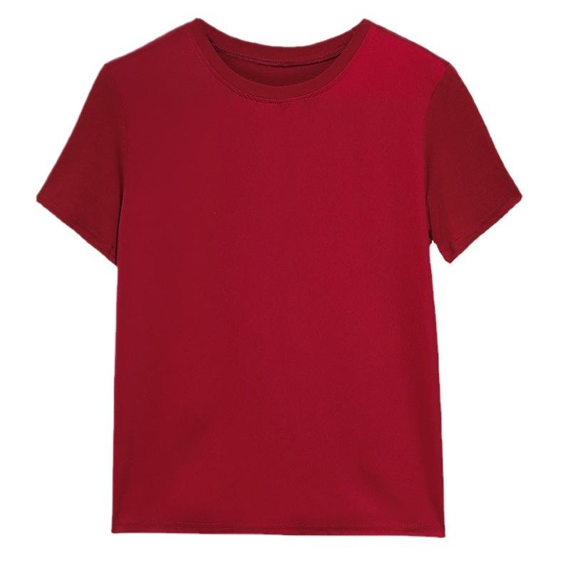 Футболка с рукавом 7 четвертей из ацетатного атласа на основе для женщин, весенняя, новая, модальная, с круглым вырезом, универсальная, маленькая рубашка