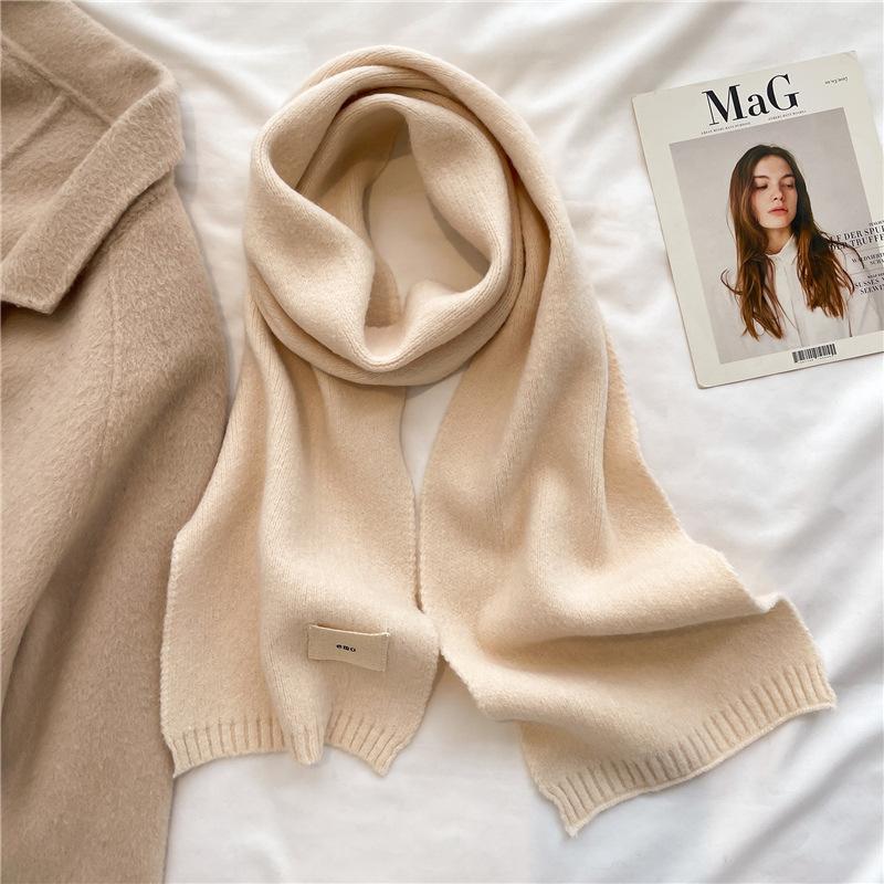 2024 Autumn And Winter New Knitted Scarf Solid Color Versatile Warm Scarf Long Candy Color Bright