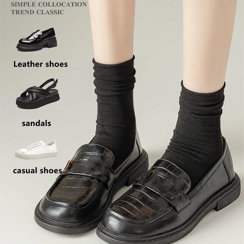 5/10 Pairs Thin Ice Silk Women's Long Tube Socks Summer Cool Mid Calf Socks Black and White Ice Ice Socks Pile Pile Ladies' Socks