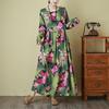 2025 Spring Women Plus Size Floral Loose Dress Vintage Basic Printing Long Dress Casual Dress Maxi