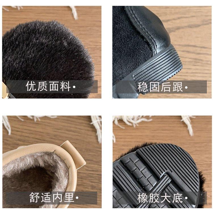 Женские туфли на толстой подошве из эдамаме на осень и зиму, женские бархатные хлопковые сапоги с круглым носком на одну ногу