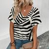 Летняя женская футболка с модными полосками и принтом в виде V-образного выреза, футболки, женская одежда для активного отдыха с коротким рукавом, женская винтажная одежда