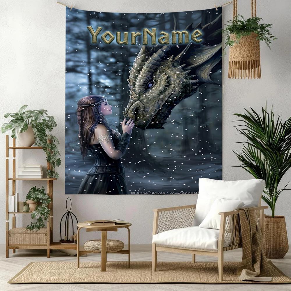 Gothic Illustrations Custom Your Name Wall Decor Tapestry Art For Pet Memorial Birthdaywedding Party Backdrop Family Gift