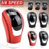5 Speed Gear Lever Shift Knob Red Leather Manual Shift Lever Gear Knob Universal Interior Trim Auto Parts For All