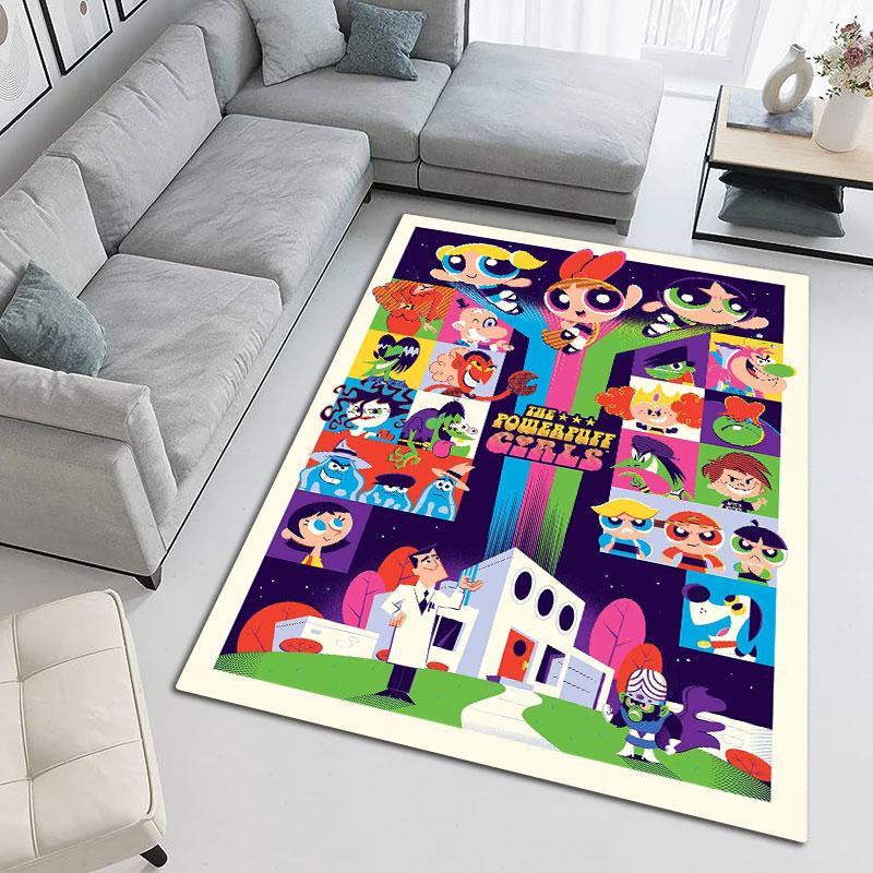 Powerpuff Girls Cartoon Carpets and Rug 3D Printing Carpet Floor Mat Living Room Bedroom Large Area Soft Carpet(JM004)