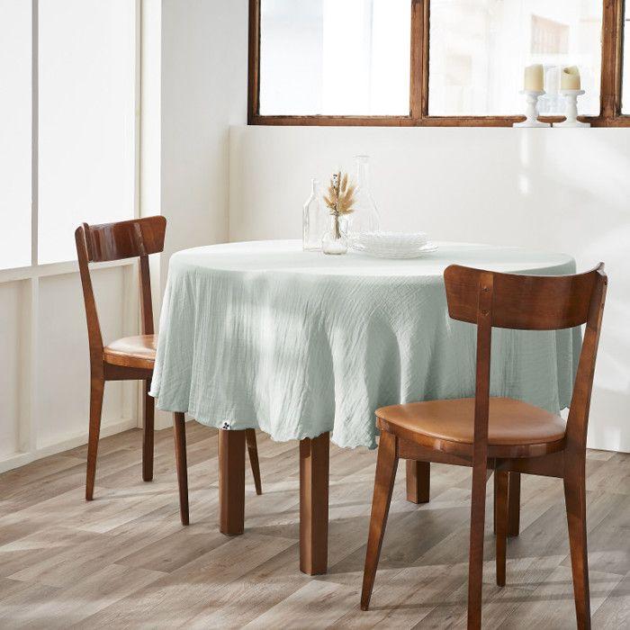 Nappe de table "Gaïa" rode 180 cm "Gaze de Coton" - Gaïa Eucalyptus