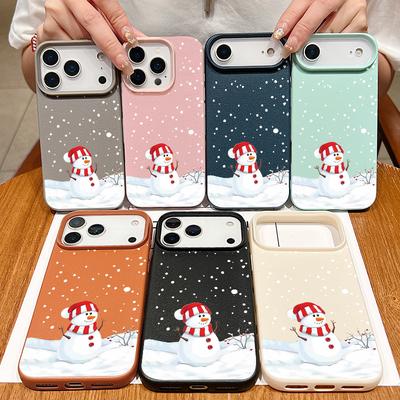 Рождественский чехол для телефона с узором снеговика для iPhone 17 Pro Max Funda iPhone 16 Pro Max 15 14 13 12 11 16e Air Мягкая силиконовая накладка