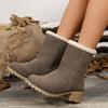 Fashion Women Fur Snow Boots Suede Mid Heels Shoes Chunky 2024 Warm Winter Walking Short Plush Boots New Pumps