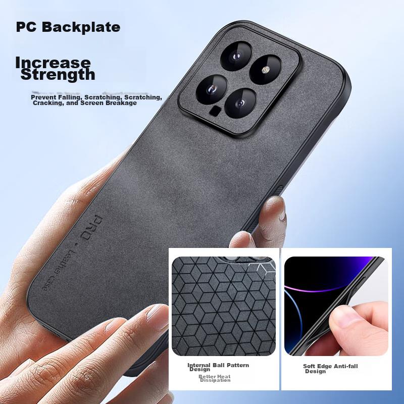 Xiaomi 14 Pro Phone Case, Mi 14 Pro Protective Cover, Shockproof Lens Full Protection Soft Case, Simple Silicone Outer, WoAnd Leather Case, Black