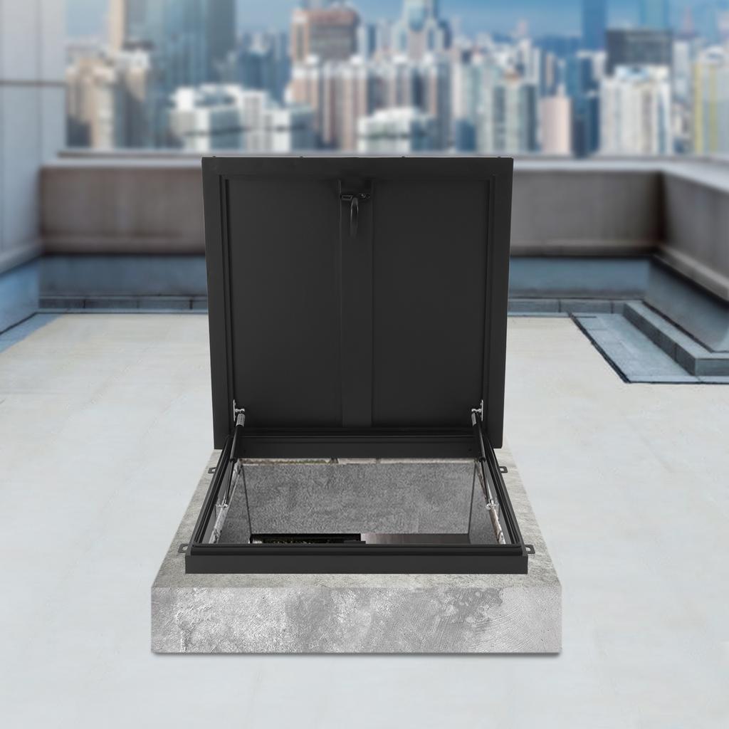 23,6*23,6 дюйма/31,5*31,5 дюйма Люк на крыше из алюминиевого сплава, Черный/Белый Квадратный Люк для выхода на крышу для жилого здания