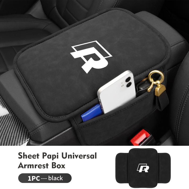 For Volkswagen VW Car Armrest Box Mat With Side Pockets Vehicle Armrest Storage Cushion Tiguan CC Jetta Polo Golf 4 5 6 Passat ws7