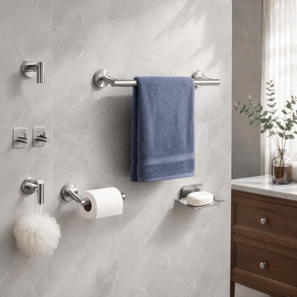 7 Piece SUS304 Stainless Steel Bathroom Hardware Kit Wall Mounted Towel Rack  Bathroom