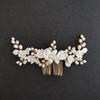 SLBRIDAL Handmade Porcelain Flower Leaf Freshwater Pearls Bridal Hair Comb Wedding Headband Hair Accessories Women Jewelry