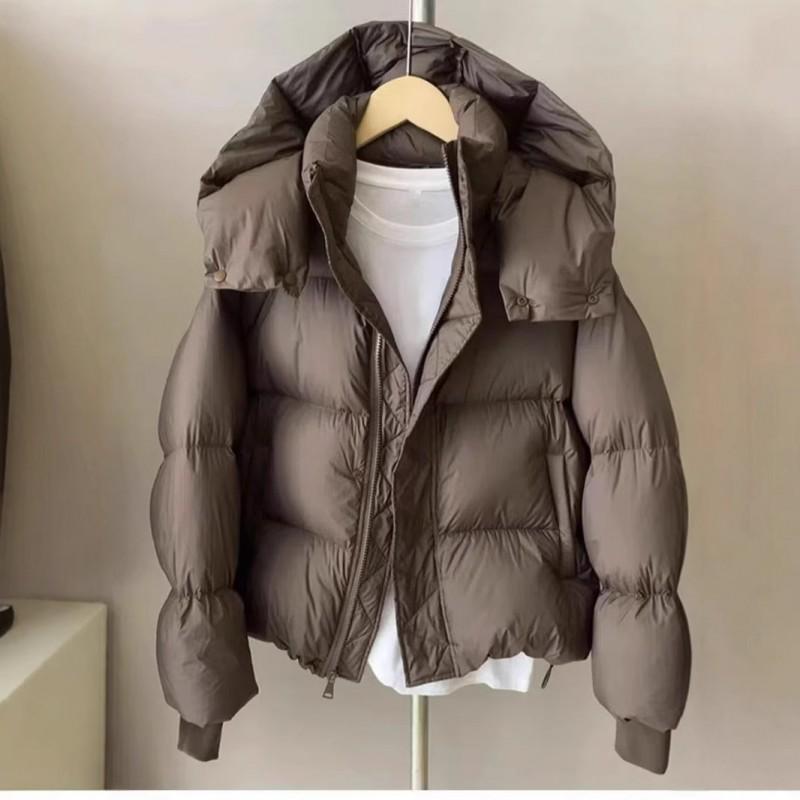Womens Short Puffer Coat Warm Winter Quilted Jacket Loose Fit Casual Outerwear