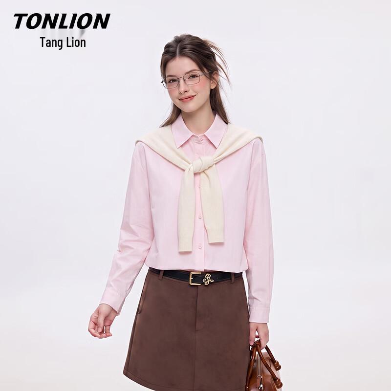 Женская рубашка TonLion, 100% хлопок, свободный крой, колор-блок, длинный рукав