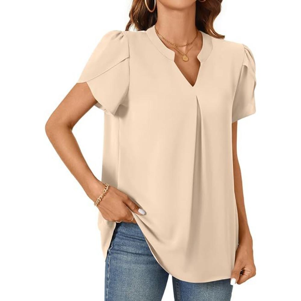 Women's Summer Fashion Simple V- Neck Blouse Shirt