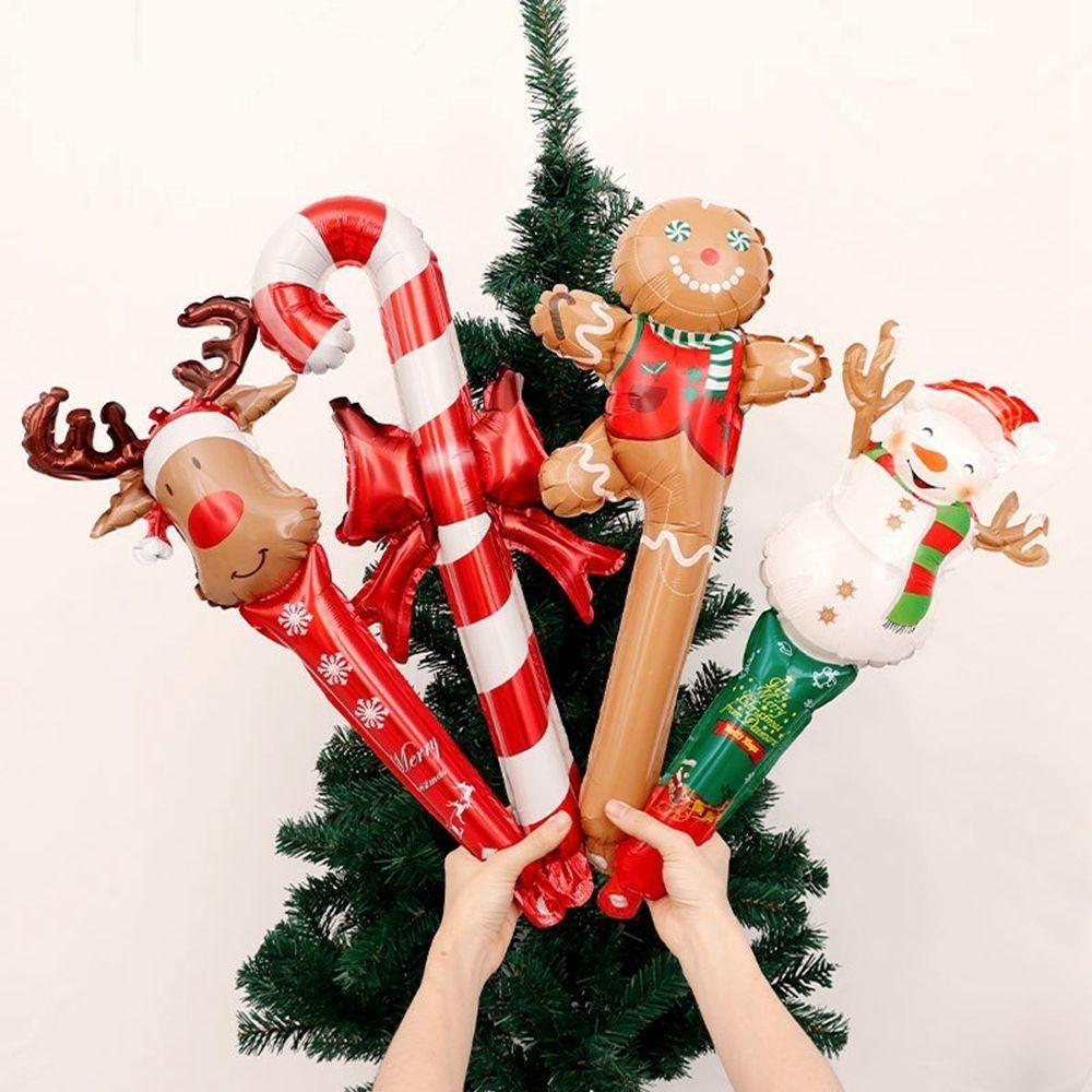 Holding Balloon Cane Candy Christmas Decoration Christmas Ornaments Foil Balloons Inflatable Stick