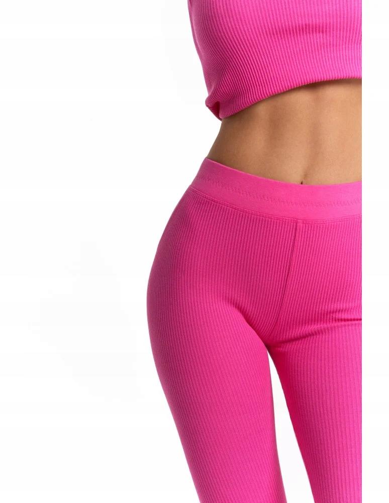 Women's Cotton Leggings with Wide Elastic Waistband Fit Elastic MORAJ XXL FUCHSIA