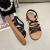 Roman Sandals Women Flat Elastic Soft Bottom Summer Sandals Ladies Cross Strap Outwear Sandals