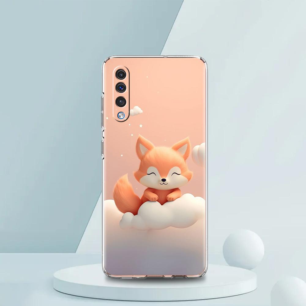 Милый Животный Лис Прозрачный Чехол для Телефона для Samsung Galaxy A16 A14 A12 A22 A24 A42 A03S A06 A50 A70 A20 A30 A40 Мягкий ТПУ Чехол